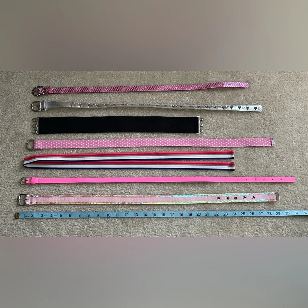Girl’s Belts Lot - Pink - Black - Silver